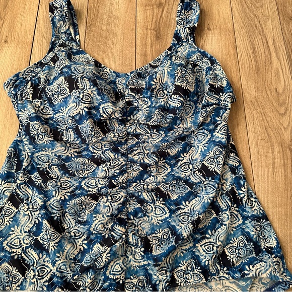 Azul Ruched Blue One Piece Bathing Suit - Picture 2 of 4